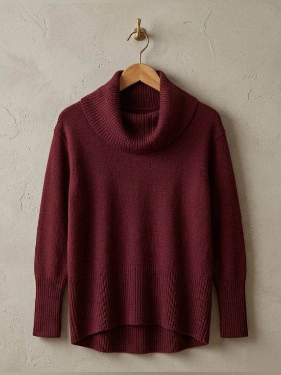 Ricki's Sweaters - Ricki’s Burgundy Cowl Neck Sweater High Low Knit Pullover Women’s Small